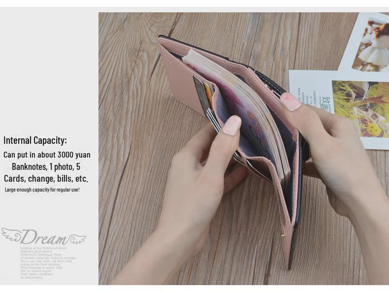 Portofel Scurt pentru Femei - Capacitate Mare, Design Moale Pliabil, Portmoneu Stil Japonez și Coreean pentru Studenți