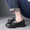 Spring new thick heel casual leather shoes women's soft surface rubber sole one pedal versatile small leather shoes women