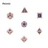 7 Pcs Yellow Blue Flower Metal Dice Solid Metal Polyhedral Dice Set Suitable for Role-Playing RPG  Board Game  Role-Playing RPG