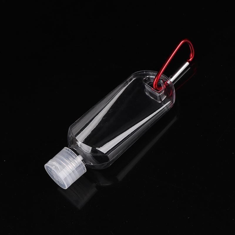30/50/60Ml Empty Portable Bottle With Carabiner Hook Outdoor Travel Hand Sanitizer Reusable Plastic Squeeze Bottles Storage Tool