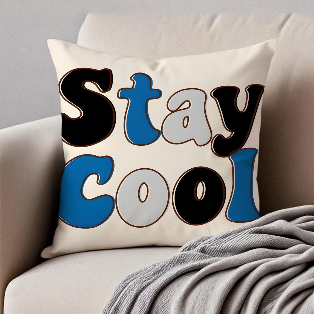 Cute English Letters Cushion Cover Pillowcase Antidustmite Invisible Zipper Short Plush Sofa Cushion