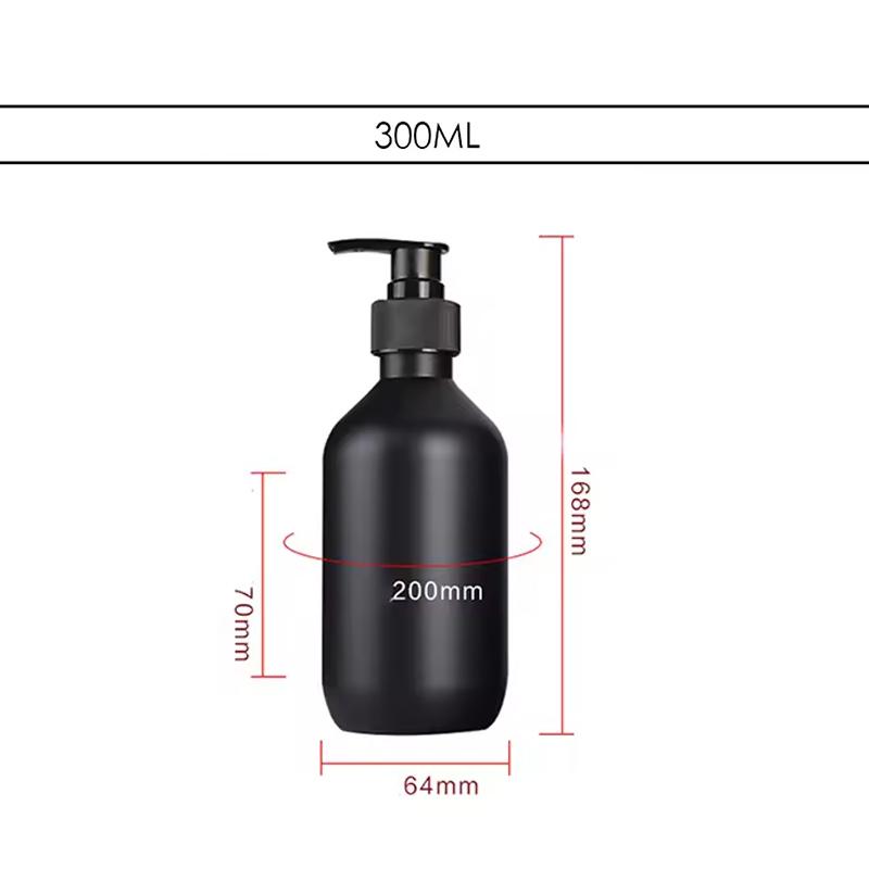 

300/500ML Matte Black Liquid Soap Dispenser Refillable Shampoo Conditioner Body Lotion Container for Bathroom Supplies Hotel