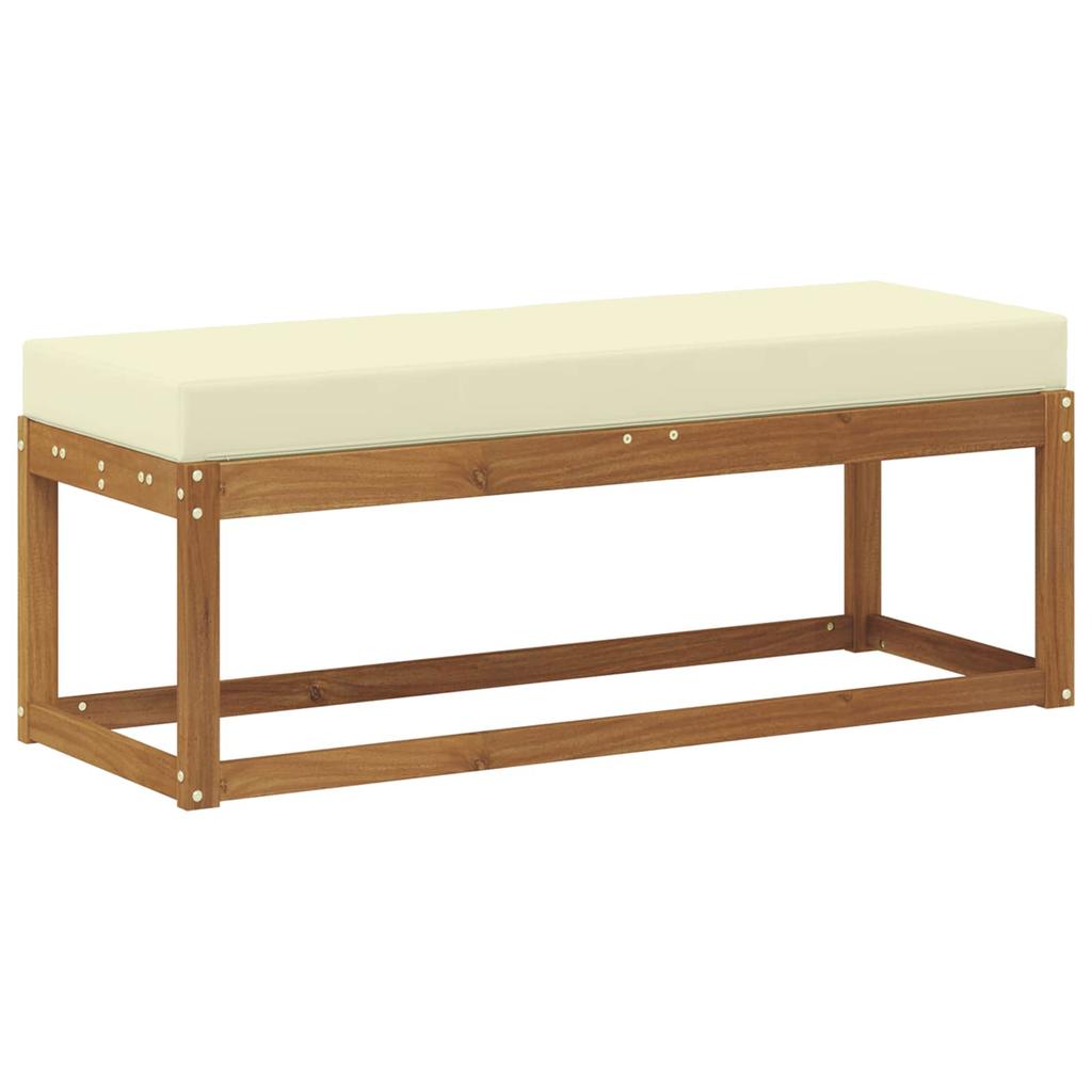 Outdoor Footstool Bench with Cushions Natural and Cream 115 X 43 X 45 Cm