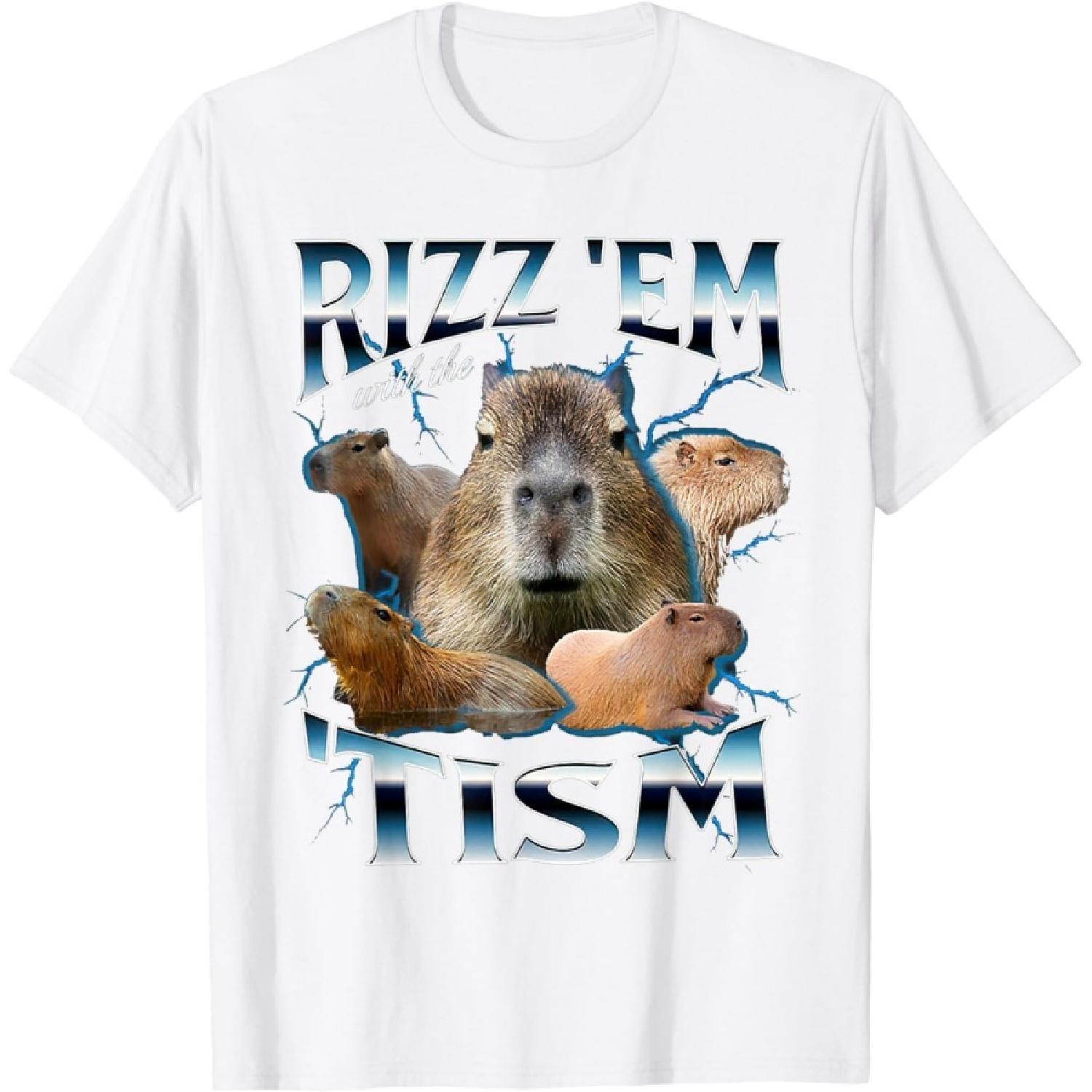 OPWHZVLR Autism Funny Autistic Capybara T-Shirt S