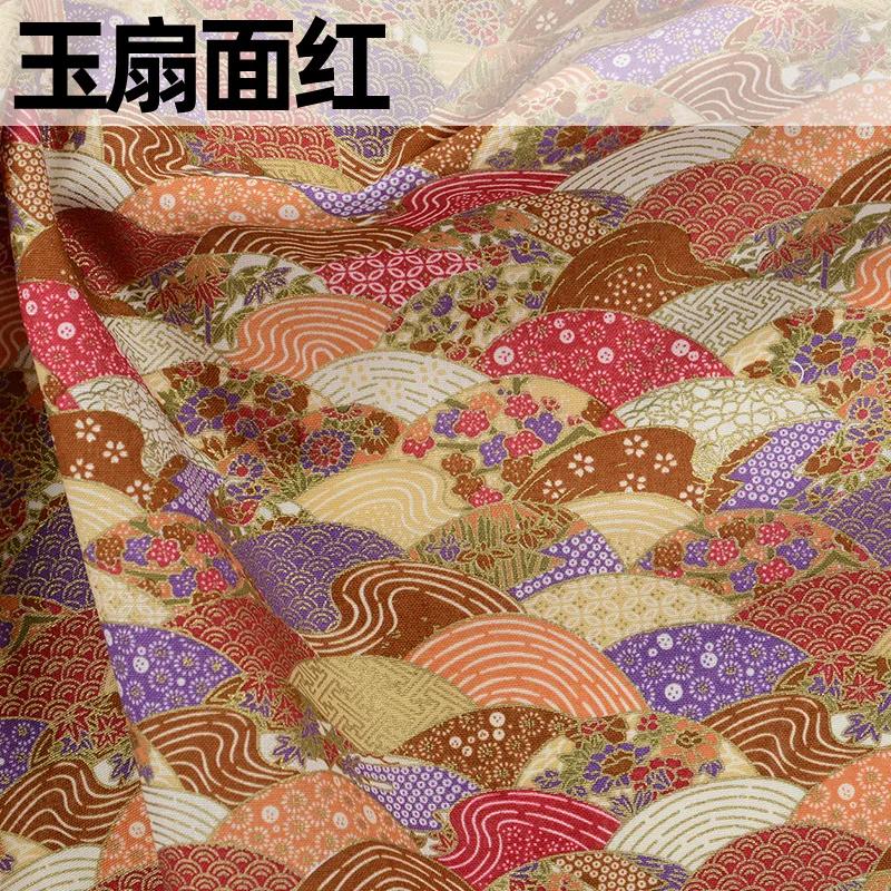 Japanese Style Fabric Pure Cotton Printed By The Meter for Clothing Hanfu Tablecloth Bag Handmade DIY Sewing Cloth Bronzing Blue