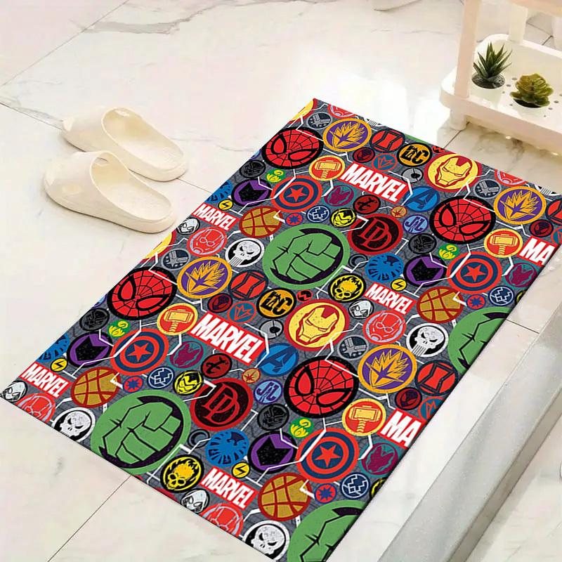 

1 шт. Коврик для пола Marvel Мстители Супергерои, Нескользящий коврик, Дизайн с персонажами мультфильмов, Мягкий велюр, Декор для комнаты, Моющийся 60cm by 90cm