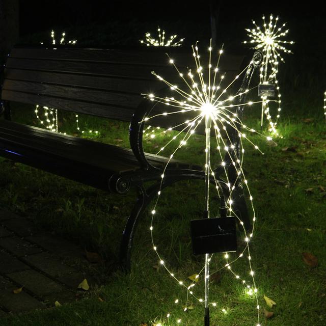 Solar Firework Light DIY Outdoor Garden Starburst Firework Lamp 200LED 35 Copper Wires Christmas String Light for Garden Decor