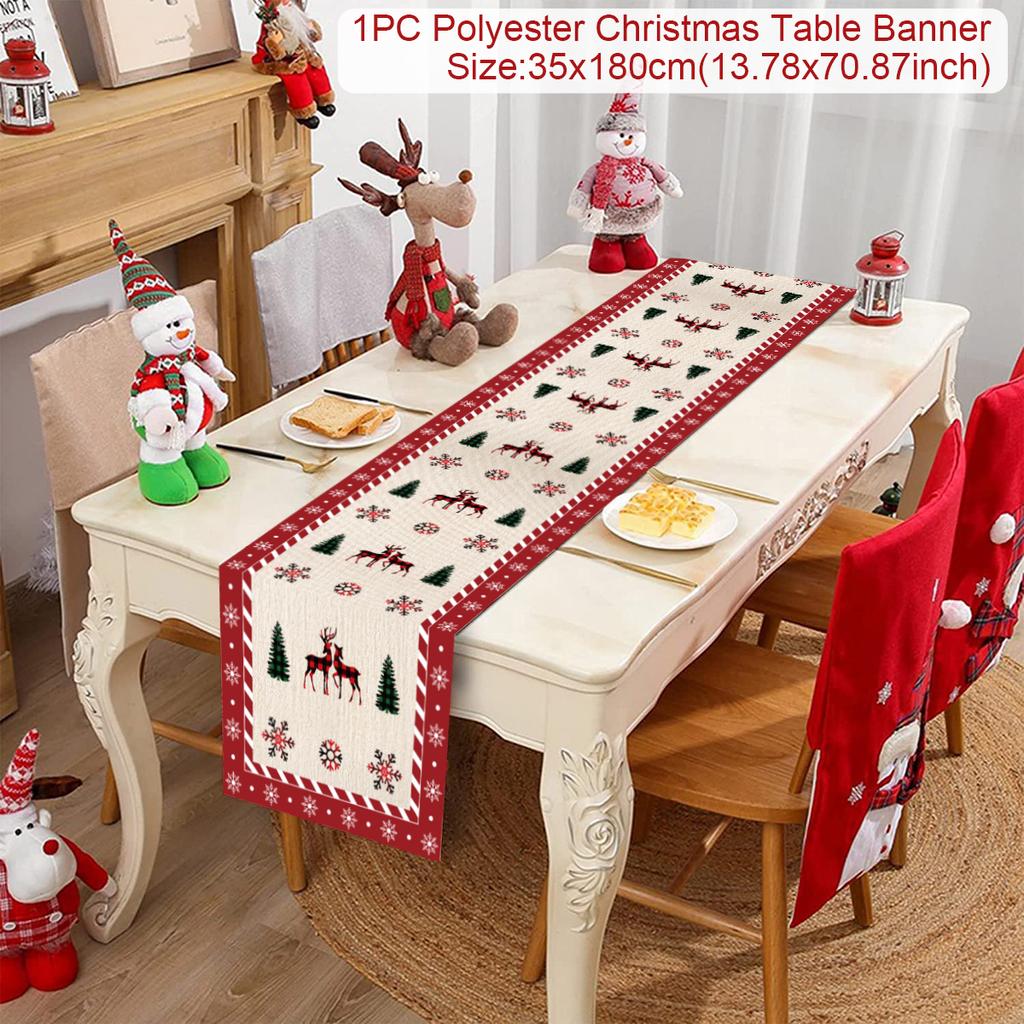 Christmas Table Runner Cloth Merry Christmas Decoration for Home 2024 Tablecloth Xmas Ornament Navidad Natal New Year Gift 2024