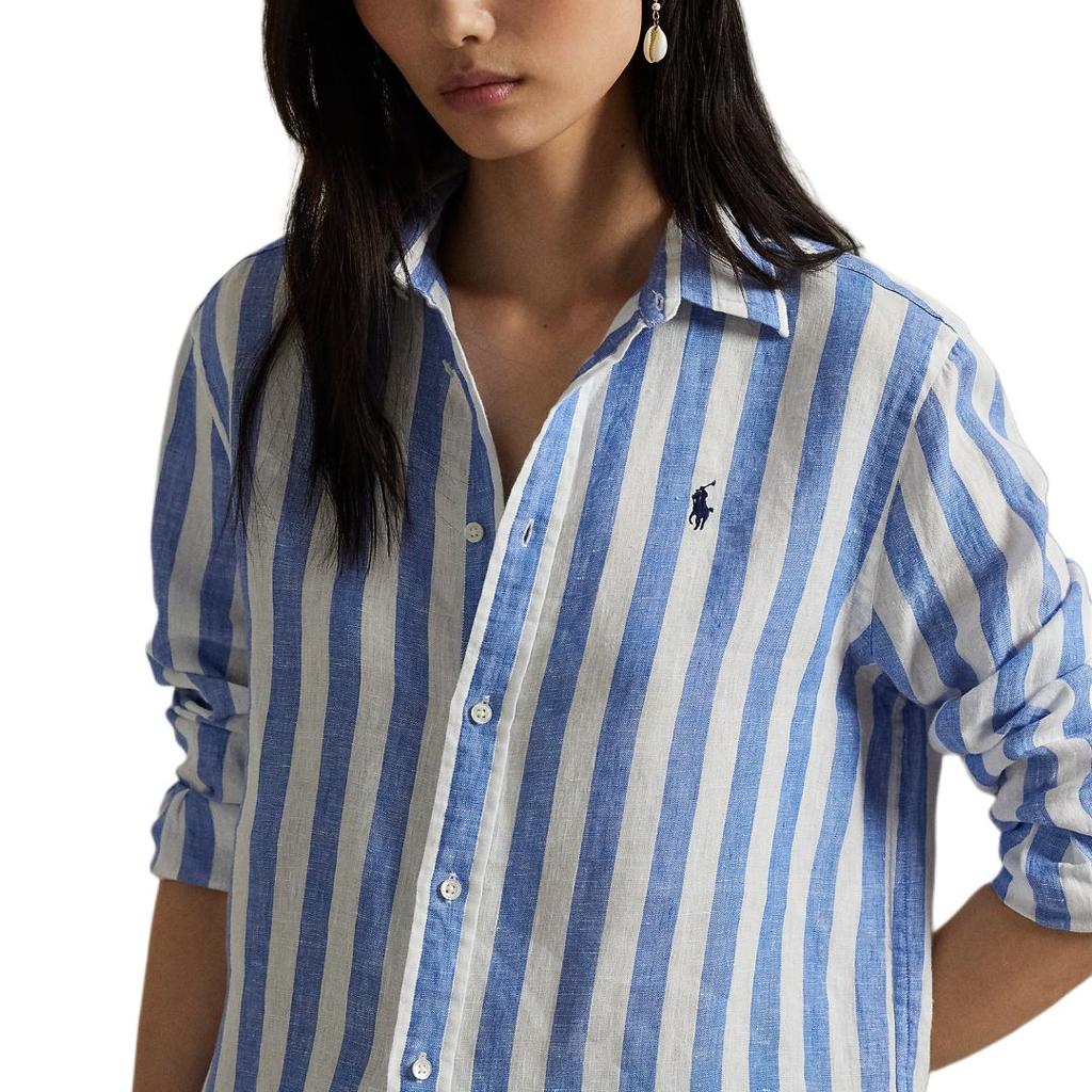 Polo Ralph Lauren SS25 Pony Embroidered Striped Long Sleeve Linen Shirt Women shirts Multicolor MPOSHTNDO20827-400