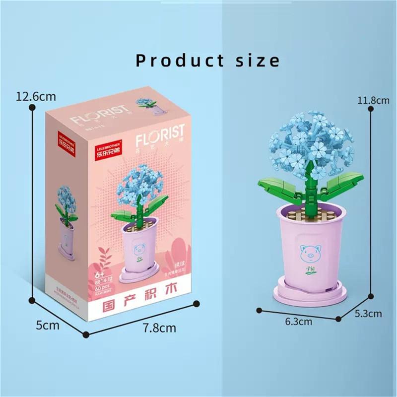 Building Block Bouquet 3D Model Toy Lucky Mini Flowers DIY Assembly Brick Home Decoration Plant Potted Kids Educational Toy Gift