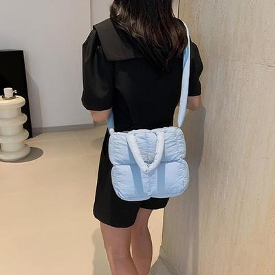 Sewing Thread Interior Compartment Top-Handle Bags Solid Casual High Quality Bags for Women Zipper Nylon Women's Handbags ARI