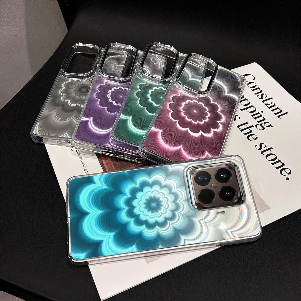 Case for Xiaomi 15T Pro Iridescent Gradient Floral Clear Case,Shockproof Camera Lens Protection