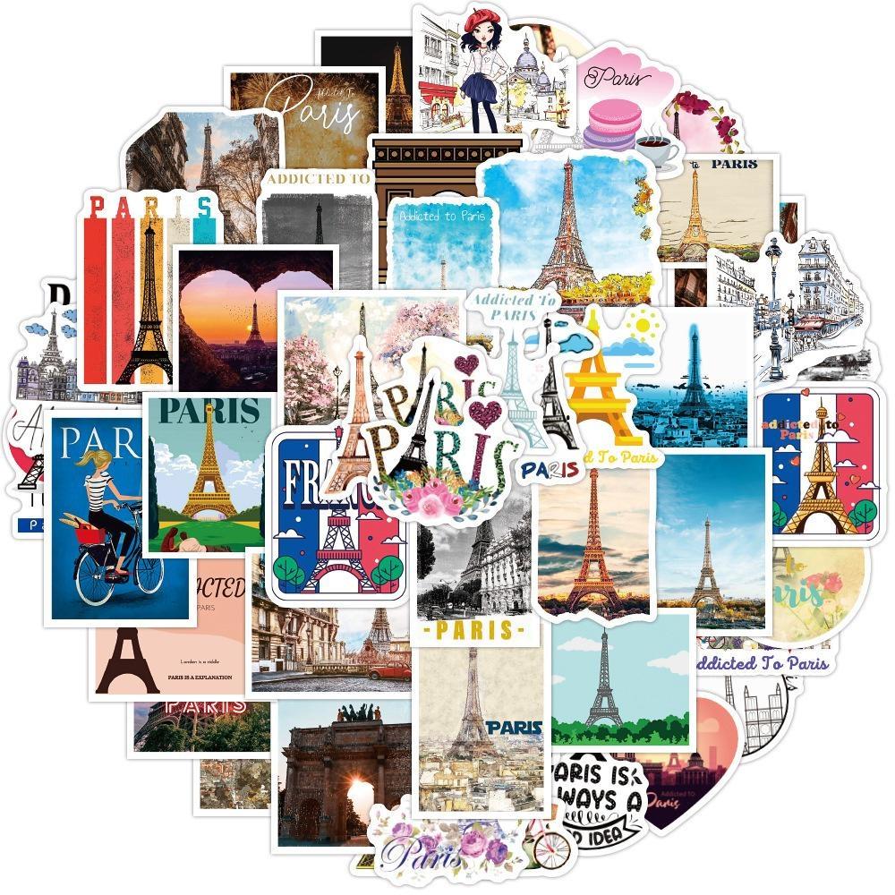 10/50Pcs Personal Creativity Paris Eiffel Tower Sticker Graffiti Stickers Trunk Car Stickers Cartoon Custom Stickers 10pcs
