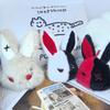 Gothic Rebel Rabbit Plush Keychain Funny Reborn Bunny Doll Cartoon Stuffed Toy PP Cotton Filled for Halloween Holiday Decor Gift