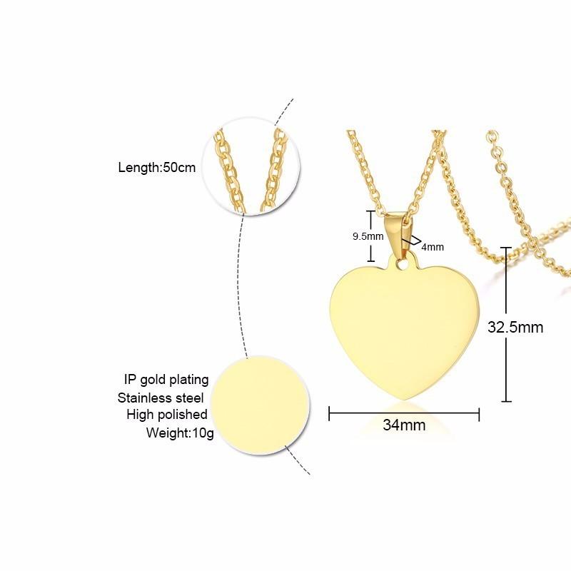 Xiaomi Vnox Simple Heart Pendants for Women Men Necklace Plain Stainless Steel Choker Classic Unisex Jewelry