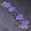 Copper Charoite, Amethyst Gemstone 925 Sterling Silver Gift Bracelet 7-8" R4U90