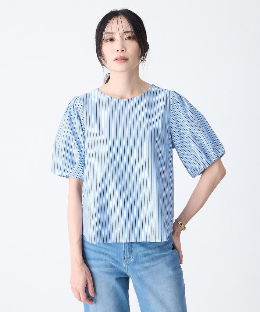 AC by Alpha Cubic Striped Jacquard Blue Blouse, Women's, 353803,