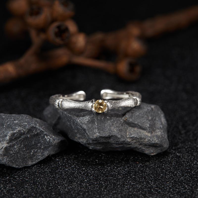 Original Design Does Not Fade Niche High Sense S925 Sterling Silver 18K Natural Citrine Lucky Treasure Ring Women