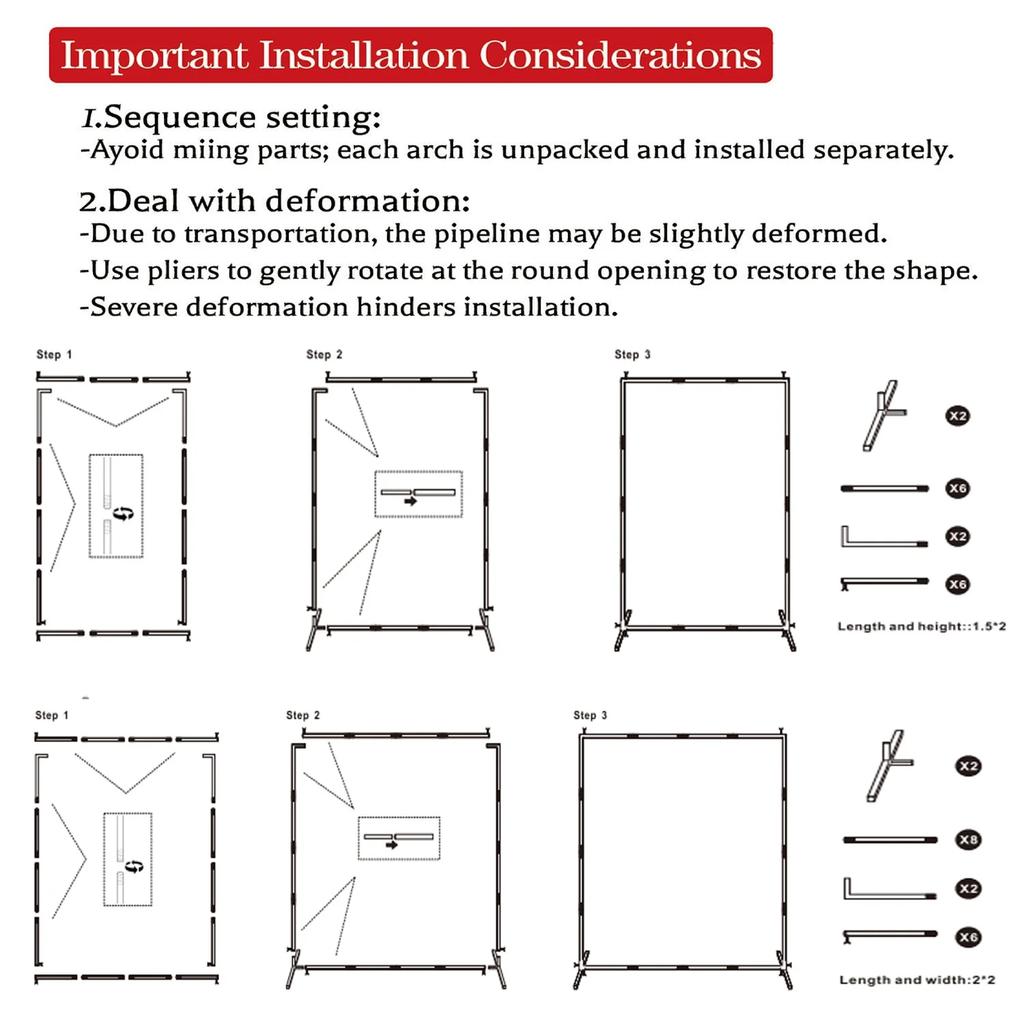 Gold Wedding Arches Square Backdrop Stand Metal Balloon Arch Stand for Ceremony Birthday Party Bridal Shower Decoration