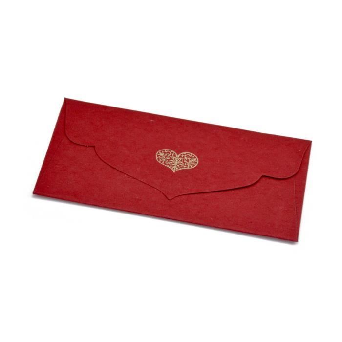 PAPERTREE PASSION Lot de 5 Enveloppes cadeau 19x10 Rouge {couleur}