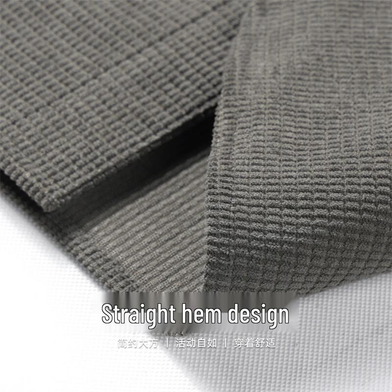 Mark Hua Fei Men's Waffle Texture Lapel Long Sleeve Casual Shirt
