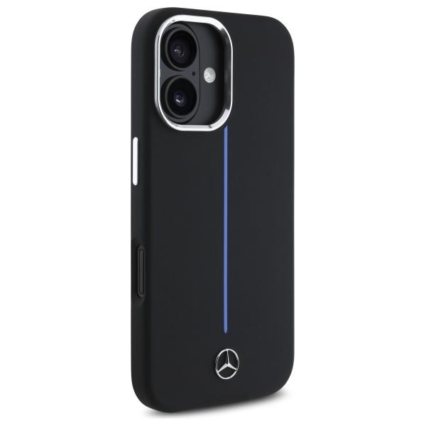 Mercedes Mehmp16S23Sumbk Iphone 16 6.1  Czarny/Black Hardcase Silicone Blue Stripe Magsafe