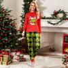 Matching Family Christmas Print Pajama Set Long Sleeve Neck Top and Long Pants Loungewear Set