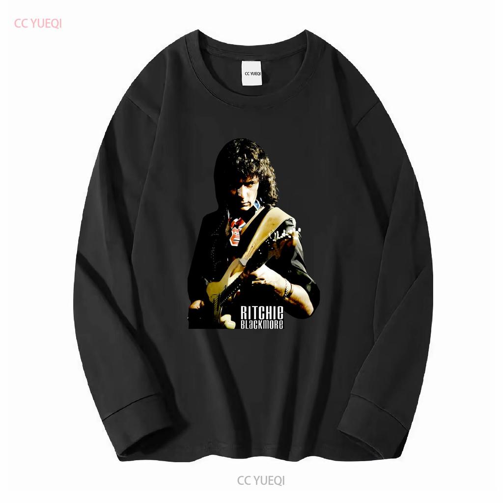 Ritchie Blackmore Deep Purple Pánské tričko Černé Všechny velikosti 1PT134 s dlouhým nebo krátkým rukávem vintage Vypraný top Pro každodenní nošení