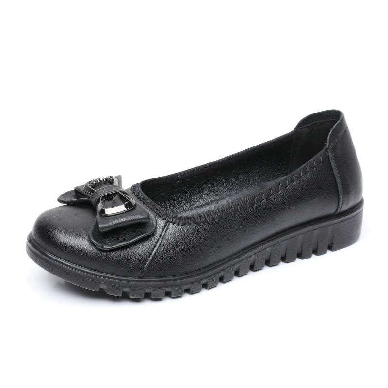 2026 Frühling Sommer Damen Ballerinas Reines Schwarz Weich Bequem Mutter Schuhe Slipper Marke Damen Tägliche Laufschuhe Übergröße 42