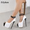 Fashion Eilyken Sexy Open Toe Platform Extreme Women Pumps Stiletto Heels Double Breasted Buckle Pole Dancing Sandals Shoes