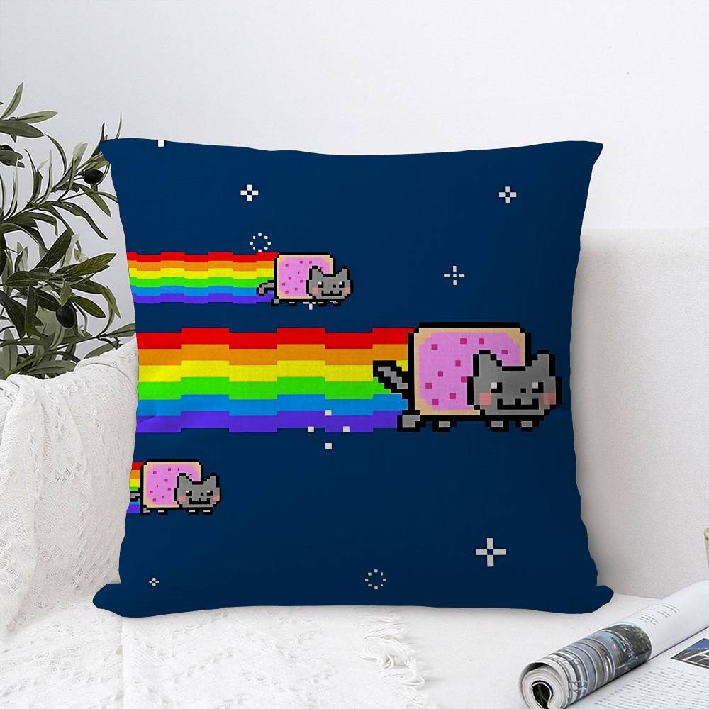 Funny Rainbow Cat Pillow Gift Home Office Decoration Pillow Bedroom Sofa Car Cushion CoverPillow Case