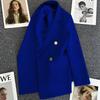 Women's Notched Collar Long Sleeve Blazer Loose Fit Casual Office Jacket Solid Color Single Breasted Pocket Outerwear