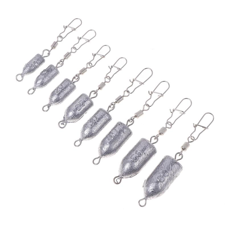 2Pcs Fishing Sinkers Weights Bullet Sinker Rolling Swivel With Interlock Snap Connector 10/15/20/25/30/40/50/60G Fishing Tackle