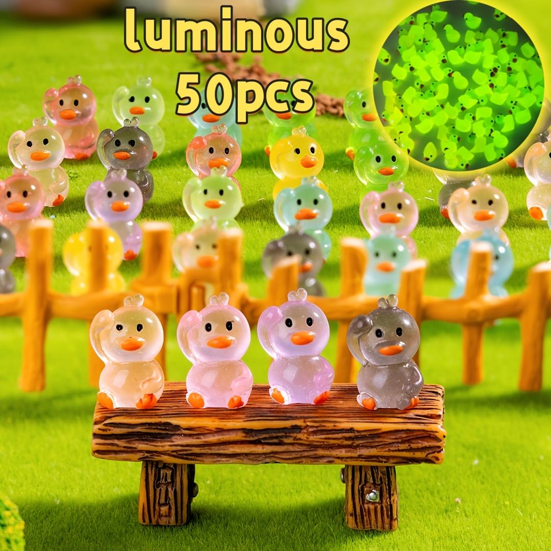

50Pcs Luminous Waving Duck Figurines Resin Glow-In-The-Dark Miniature Ducks For Festive Decoration Party, Diy Micro Landscape Decoration