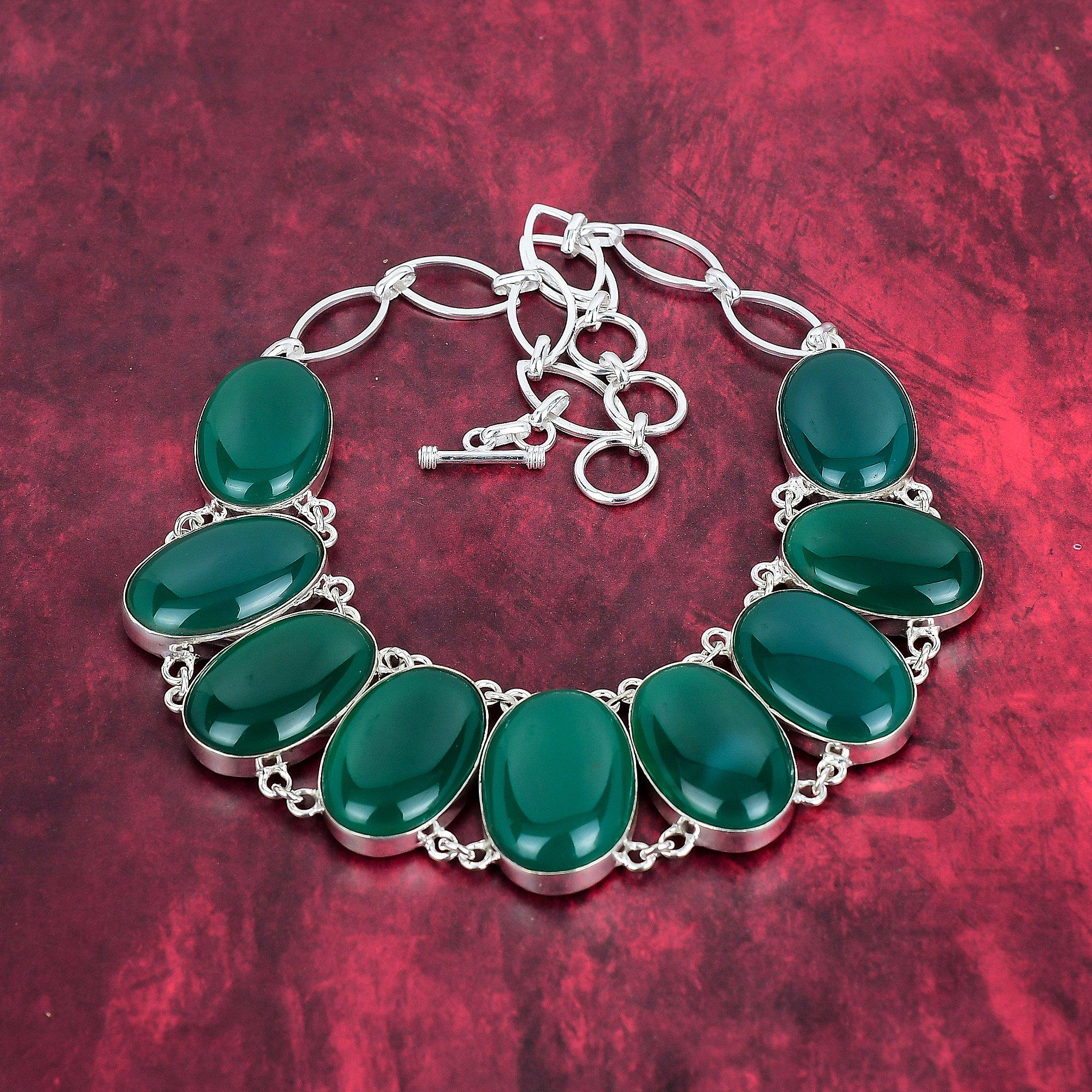 

Ожерелье из зеленого оникса Ювелирные изделия ручной работы из драгоценных камней, ожерелье из стерлингового серебра 925 пробы, ювелирные изделия уникального дизайна, регулируемое ожерелье-цепочка Adjustable with 18 inches зелёный