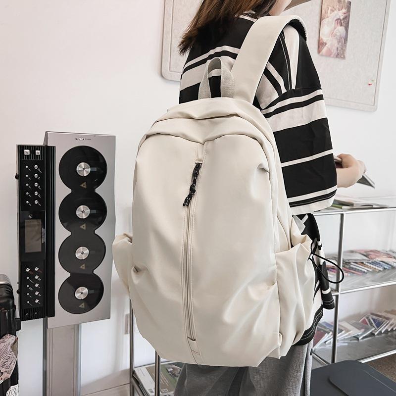 Schoolbag Female Junior High School Students High School Student Backpack Large Capacity Solid Color Backpack