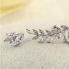 Ear Studs Asymmetric Anti-rust Women Leaf Rhinestone Tassel Earrings for Wedding
