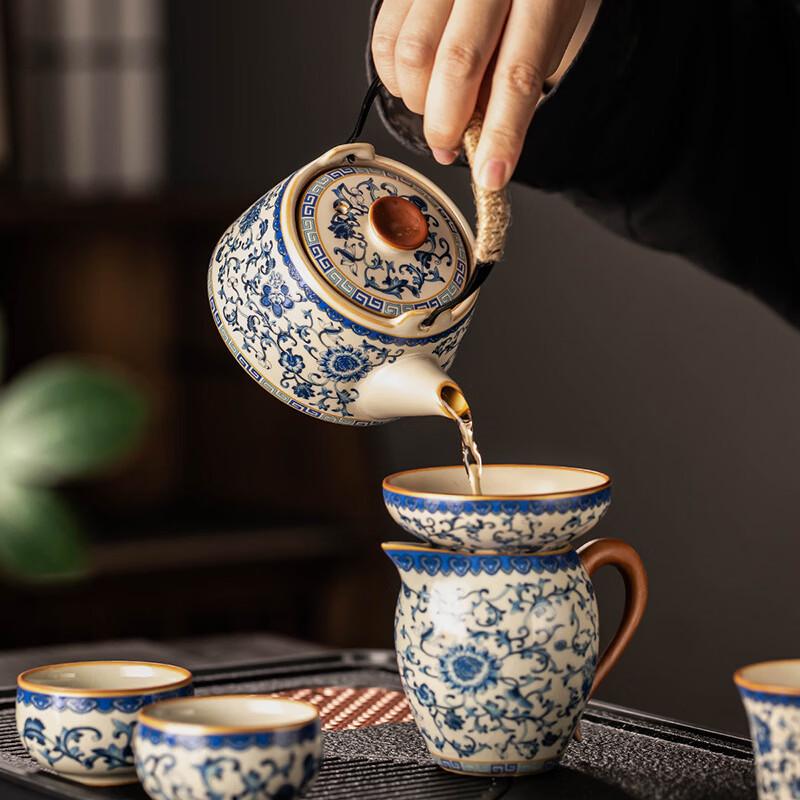 Handun Ru Kiln Floral Tea Set