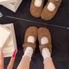 Fashion Autumn Woolen Fur Women Warm Cotton Flats Shoes Concise Outdoor Soft Sole Shoes Ladies Comfort Mary Jane Shoes