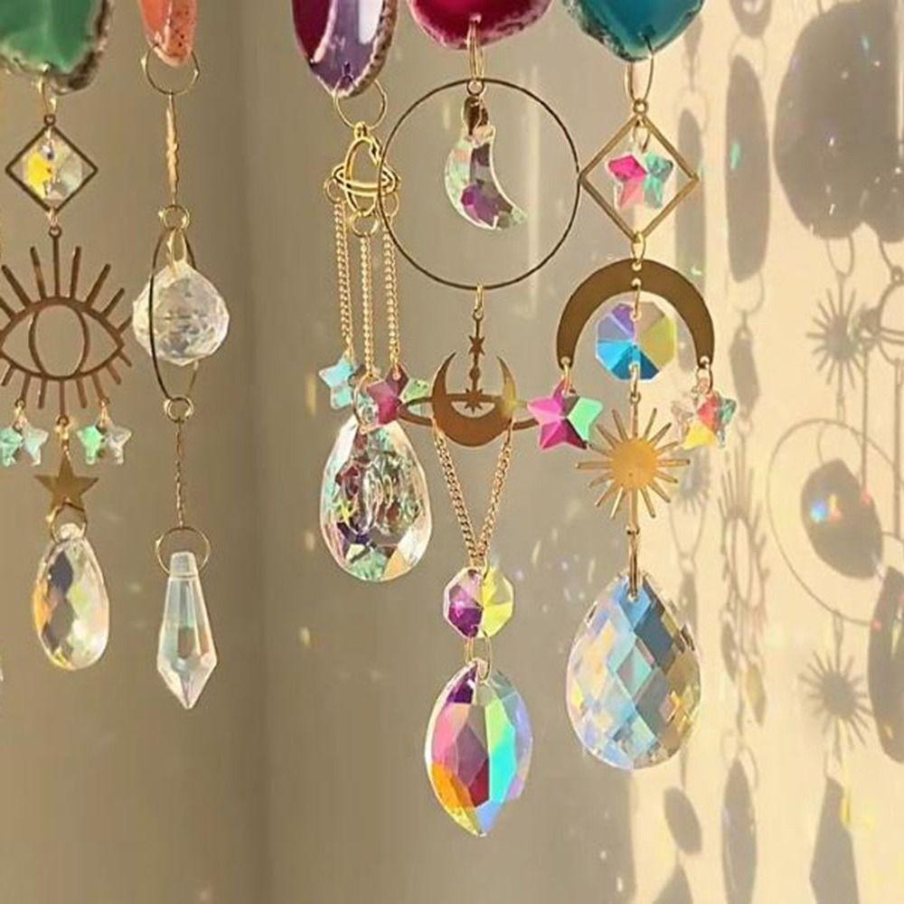 Colorful Crystal Agate Sunshine Catcher Pendant Natural Agate Lighting Pendant  Window Decoration