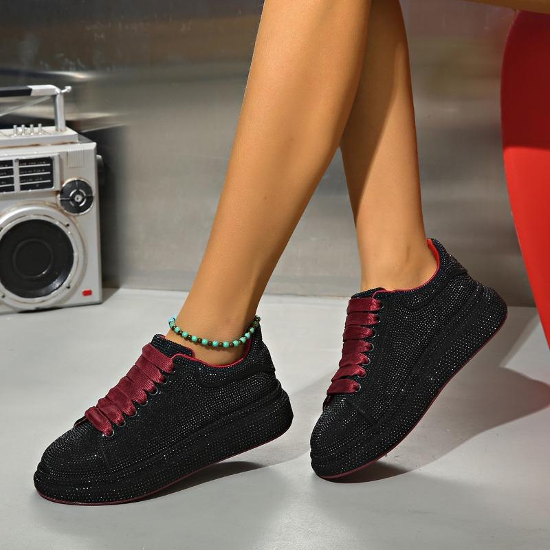 

2025 Бренд Женские Кроссовки Роскошные Стразы Женская Повседневная Обувь Дизайнерская Платформа Спортивная Обувь Мода Комфорт Женская Обувь 38 чёрный