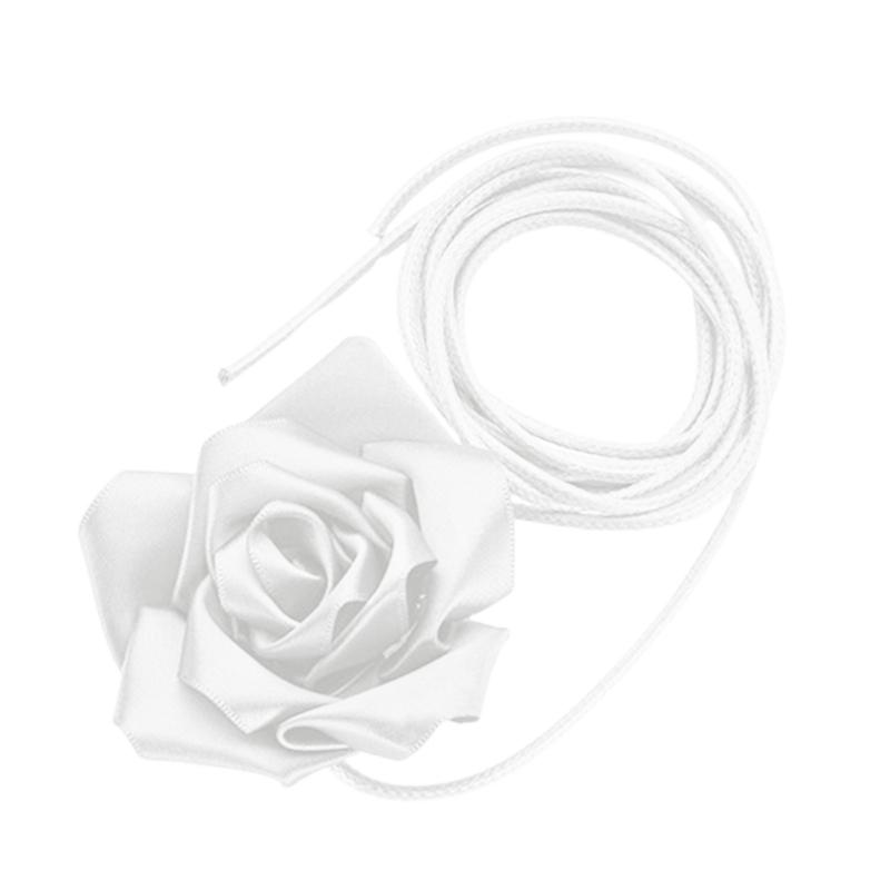 Ribbon Rose Flower Belt Adjustable Waistband Choker Necklace Waist Jewelry for Women Wedding Party Formal Event