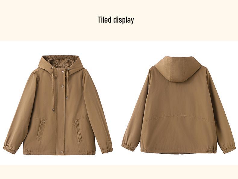 2024 Spring/Autumn Women's Loose Hooded Jacket - Plus Size, Casual & Versatile for Middle-Aged Moms