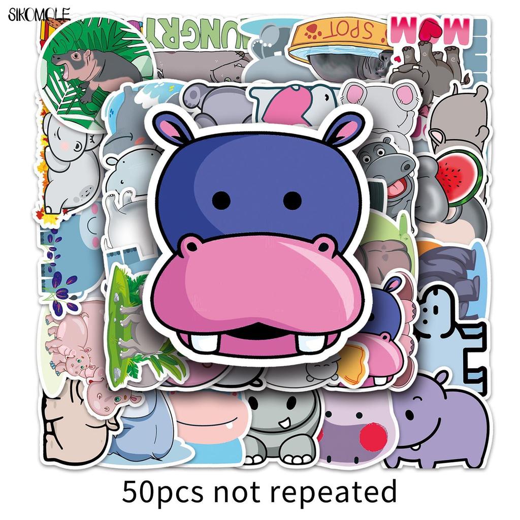 10 30 50pcs Hippo Stickers Animals DIY Gift Kids Toys Laptop Suitcase Skateboard Phone Guitar Decals Graffiti Cartoon Sticker
