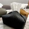 1Pcs Weave Leather Tissue Box Chic Portable Car Paper Holder Ins Decorative Rest