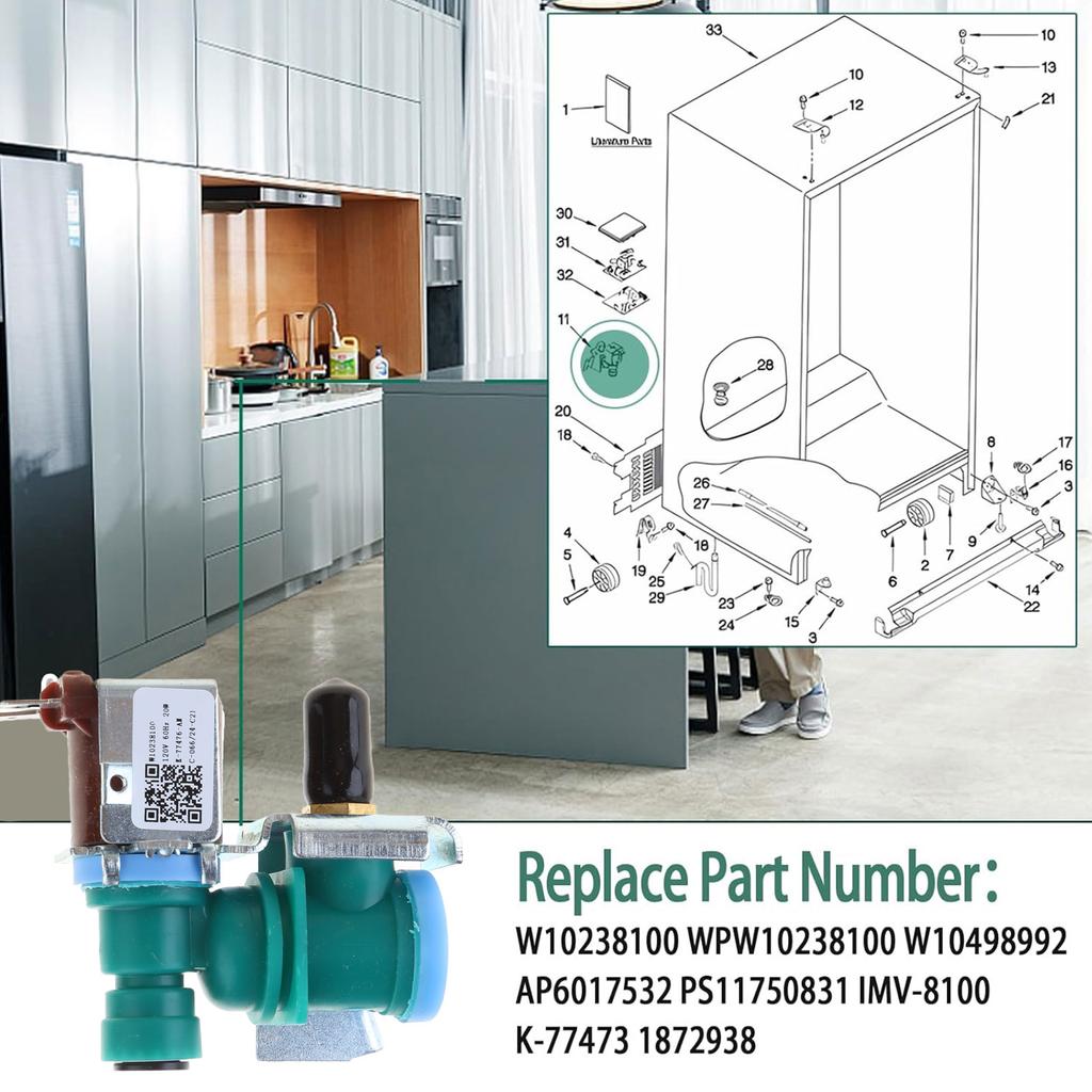 Long Lasting Refrigerator Water Inlet Valves W10238100 Single Water Valves Water Inlet Solenoid Valves Plastic Texture