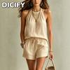 DICFY Women's Fashion Casual O-Neck Sleeveless Pants Suits