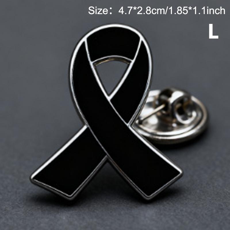 Remembrance Memorial Mourning Lung Cancer Emphysema Awareness Black Ribbon Pin Brooch Funeral Memorial Brooch Decorations
