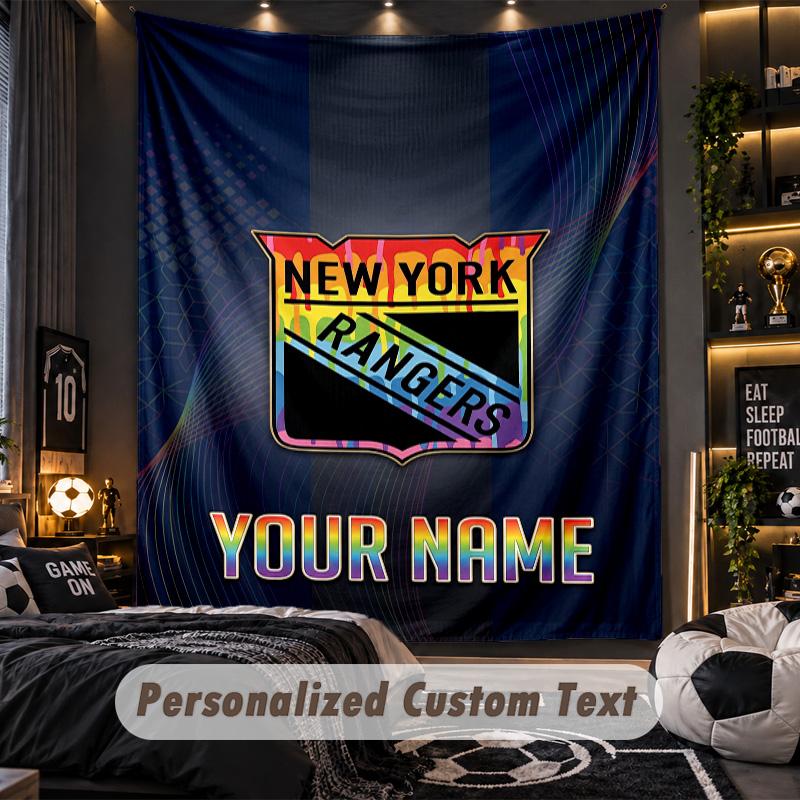 TapestryNew York Rangers Custom Name Text Personalized Wall Hanging Tapestry Home Wall Decor