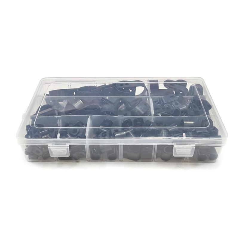 

Pack of 200 Cable Clamps Black Wire Fasteners Nylon Clip with Storage Box Cable Fasteners Efficient Wire Organization